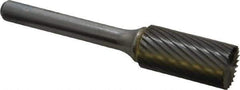 SGS Pro - 1/2" Cut Diam, 1/4" Shank Diam, Cylinder with End Cut Head Single Cut Burr - Carbide, End Cut End, 1" LOC, 2-3/4" OAL - USA Tool & Supply