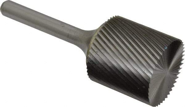 SGS Pro - 1" Cut Diam, 1/4" Shank Diam, Cylinder with End Cut Head Single Cut Burr - Carbide, End Cut End, 1" LOC, 2-3/4" OAL - USA Tool & Supply