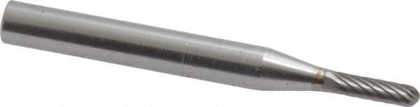 SGS Pro - 1/8" Cut Diam, 1/4" Shank Diam, Cylinder with Radius Head Single Cut Burr - Carbide, Radius End, 1/2" LOC - USA Tool & Supply