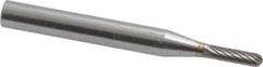 SGS Pro - 1/8" Cut Diam, 1/4" Shank Diam, Cylinder with Radius Head Single Cut Burr - Carbide, Radius End, 1/2" LOC - USA Tool & Supply