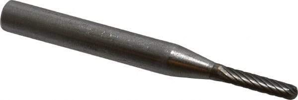 SGS Pro - 1/8" Cut Diam, 1/4" Shank Diam, Cylinder with Radius Head Single Cut Burr - Carbide, Radius End, 5/8" LOC - USA Tool & Supply