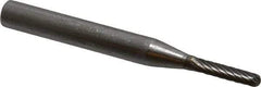 SGS Pro - 1/8" Cut Diam, 1/4" Shank Diam, Cylinder with Radius Head Single Cut Burr - Carbide, Radius End, 5/8" LOC - USA Tool & Supply