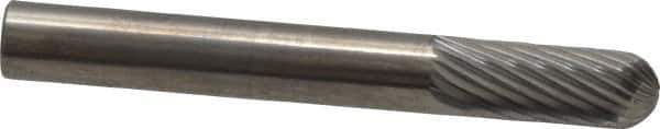 SGS Pro - 1/4" Cut Diam, 1/4" Shank Diam, Cylinder with Radius Head Single Cut Burr - Carbide, Radius End, 5/8" LOC, 2" OAL - USA Tool & Supply