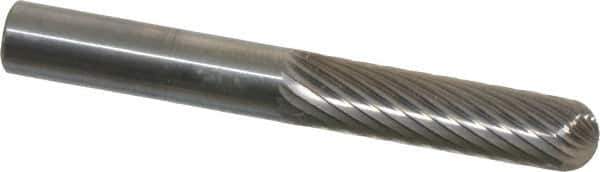SGS Pro - 1/4" Cut Diam, 1/4" Shank Diam, Cylinder with Radius Head Single Cut Burr - Carbide, Radius End, 1" LOC, 2" OAL - USA Tool & Supply