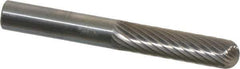 SGS Pro - 1/4" Cut Diam, 1/4" Shank Diam, Cylinder with Radius Head Single Cut Burr - Carbide, Radius End, 1" LOC, 2" OAL - USA Tool & Supply
