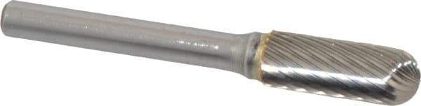 SGS Pro - 3/8" Cut Diam, 1/4" Shank Diam, Cylinder with Radius Head Single Cut Burr - Carbide, Radius End, 1" LOC - USA Tool & Supply