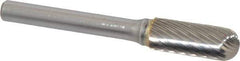 SGS Pro - 3/8" Cut Diam, 1/4" Shank Diam, Cylinder with Radius Head Single Cut Burr - Carbide, Radius End, 1" LOC - USA Tool & Supply
