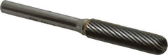 SGS Pro - 3/8" Cut Diam, 1/4" Shank Diam, Cylinder with Radius Head Single Cut Burr - Carbide, Radius End, 1-1/2" LOC - USA Tool & Supply