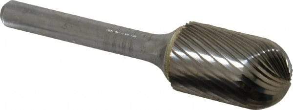 SGS Pro - 5/8" Cut Diam, 1/4" Shank Diam, Cylinder with Radius Head Single Cut Burr - Carbide, Radius End, 1" LOC, 2-3/4" OAL - USA Tool & Supply