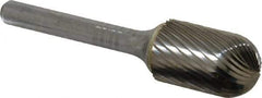 SGS Pro - 5/8" Cut Diam, 1/4" Shank Diam, Cylinder with Radius Head Single Cut Burr - Carbide, Radius End, 1" LOC, 2-3/4" OAL - USA Tool & Supply