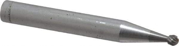 SGS Pro - 1/8" Cut Diam, 1/4" Shank Diam, Ball Head Single Cut Burr - Carbide, Radius End, 3/32" LOC - USA Tool & Supply