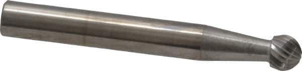 SGS Pro - 1/4" Cut Diam, 1/4" Shank Diam, Ball Head Single Cut Burr - Carbide, Radius End, 7/32" LOC - USA Tool & Supply
