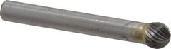 SGS Pro - 5/16" Cut Diam, 1/4" Shank Diam, Ball Head Single Cut Burr - Carbide, Radius End, 1/4" LOC - USA Tool & Supply