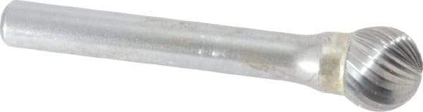 SGS Pro - 7/16" Cut Diam, 1/4" Shank Diam, Ball Head Single Cut Burr - Carbide, Radius End, 3/8" LOC - USA Tool & Supply
