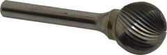 SGS Pro - 3/4" Cut Diam, 1/4" Shank Diam, Ball Head Single Cut Burr - Carbide, Radius End, 11/16" LOC - USA Tool & Supply