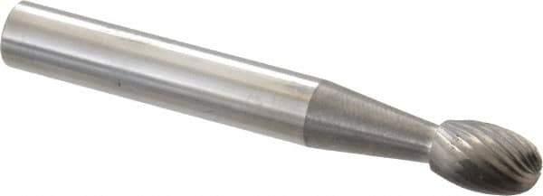 SGS Pro - 1/4" Cut Diam, 1/4" Shank Diam, Oval Head Single Cut Burr - Carbide, Radius End, 3/8" LOC - USA Tool & Supply