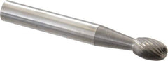 SGS Pro - 1/4" Cut Diam, 1/4" Shank Diam, Oval Head Single Cut Burr - Carbide, Radius End, 3/8" LOC - USA Tool & Supply