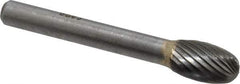SGS Pro - 3/8" Cut Diam, 1/4" Shank Diam, Oval Head Single Cut Burr - Carbide, Radius End, 5/8" LOC - USA Tool & Supply