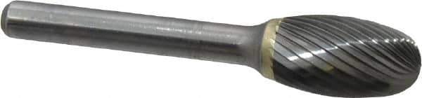 SGS Pro - 1/2" Cut Diam, 1/4" Shank Diam, Oval Head Single Cut Burr - Carbide, Radius End, 7/8" LOC - USA Tool & Supply