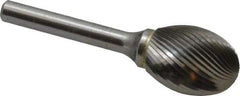 SGS Pro - 3/4" Cut Diam, 1/4" Shank Diam, Oval Head Single Cut Burr - Carbide, Radius End, 1" LOC - USA Tool & Supply