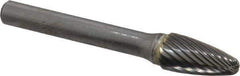 SGS Pro - 3/8" Cut Diam, 1/4" Shank Diam, Tree Head Single Cut Burr - Carbide, Radius End, 3/4" LOC - USA Tool & Supply