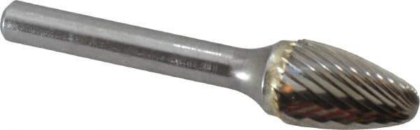 SGS Pro - 1/2" Cut Diam, 1/4" Shank Diam, Tree Head Single Cut Burr - Carbide, Radius End, 3/4" LOC - USA Tool & Supply