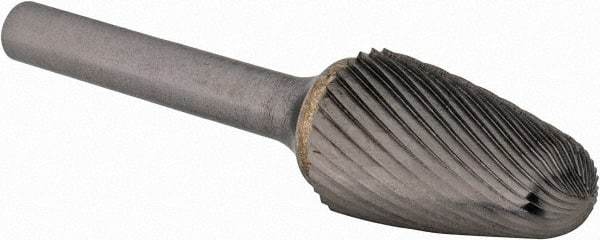 SGS Pro - 5/8" Cut Diam, 1/4" Shank Diam, Tree Head Single Cut Burr - Carbide, Radius End, 1" LOC - USA Tool & Supply