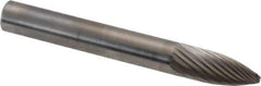 SGS Pro - 1/4" Cut Diam, 1/4" Shank Diam, Tree Head Single Cut Burr - Carbide, Point End, 5/8" LOC, 2" OAL - USA Tool & Supply