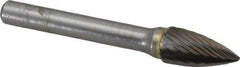 SGS Pro - 3/8" Cut Diam, 1/4" Shank Diam, Tree Head Single Cut Burr - Carbide, Point End, 3/4" LOC, 2-1/2" OAL - USA Tool & Supply