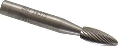 SGS Pro - 1/4" Cut Diam, 1/4" Shank Diam, Flame Head Single Cut Burr - Carbide, Radius End, 5/8" LOC, 2" OAL - USA Tool & Supply