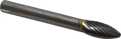 SGS Pro - 5/16" Cut Diam, 1/4" Shank Diam, Flame Head Single Cut Burr - Carbide, Radius End, 3/4" LOC, 1/4" OAL - USA Tool & Supply