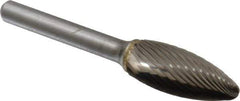 SGS Pro - 1/2" Cut Diam, 1/4" Shank Diam, Flame Head Single Cut Burr - Carbide, Radius End, 1-1/4" LOC - USA Tool & Supply