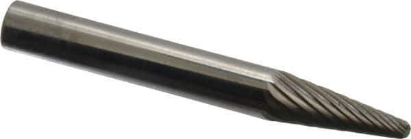 SGS Pro - 1/4" Cut Diam, 1/4" Shank Diam, Taper Head Single Cut Burr - Carbide, Radius End, 5/8" LOC - USA Tool & Supply