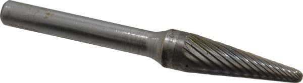 SGS Pro - 3/8" Cut Diam, 1/4" Shank Diam, Taper Head Single Cut Burr - Carbide, Radius End, 1-1/16" LOC - USA Tool & Supply
