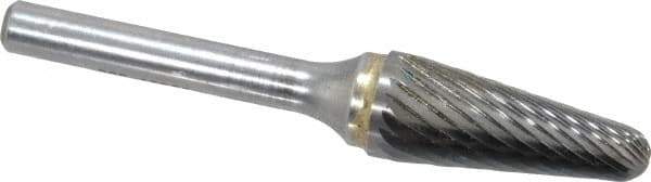 SGS Pro - 1/2" Cut Diam, 1/4" Shank Diam, Taper Head Single Cut Burr - Carbide, Radius End, 1-1/8" LOC - USA Tool & Supply
