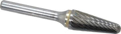 SGS Pro - 1/2" Cut Diam, 1/4" Shank Diam, Taper Head Single Cut Burr - Carbide, Radius End, 1-1/8" LOC - USA Tool & Supply