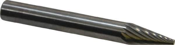 SGS Pro - 1/4" Cut Diam, 1/4" Shank Diam, Cone Head Single Cut Burr - Carbide, Point End, 1/2" LOC - USA Tool & Supply