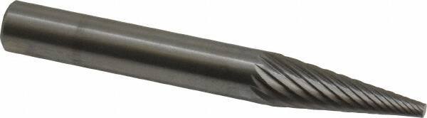 SGS Pro - 1/4" Cut Diam, 1/4" Shank Diam, Cone Head Single Cut Burr - Carbide, Point End, 3/4" LOC - USA Tool & Supply