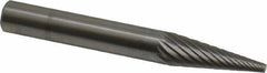 SGS Pro - 1/4" Cut Diam, 1/4" Shank Diam, Cone Head Single Cut Burr - Carbide, Point End, 3/4" LOC - USA Tool & Supply