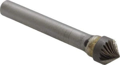 SGS Pro - 3/8" Cut Diam, 1/4" Shank Diam, Cone Head Single Cut Burr - Carbide, Point End, 3/16" LOC, 2-1/16" OAL - USA Tool & Supply