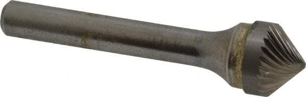 SGS Pro - 1/2" Cut Diam, 1/4" Shank Diam, Cone Head Single Cut Burr - Carbide, Point End, 1/4" LOC, 2" OAL - USA Tool & Supply