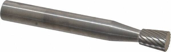 SGS Pro - 1/4" Cut Diam, 1/4" Shank Diam, Inverted Cone Head Single Cut Burr - Carbide, Flat End, 5/16" LOC - USA Tool & Supply