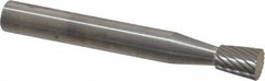 SGS Pro - 1/4" Cut Diam, 1/4" Shank Diam, Inverted Cone Head Single Cut Burr - Carbide, Flat End, 5/16" LOC - USA Tool & Supply