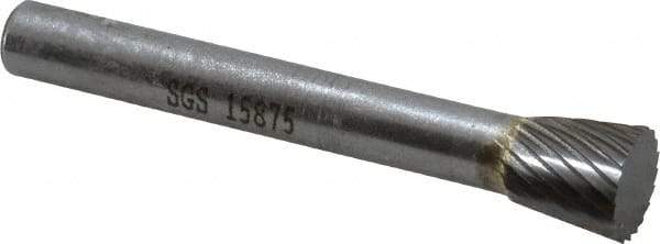 SGS Pro - 3/8" Cut Diam, 1/4" Shank Diam, Inverted Cone Head Single Cut Burr - Carbide, Flat End, 3/8" LOC - USA Tool & Supply