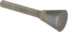 SGS Pro - 3/4" Cut Diam, 1/4" Shank Diam, Inverted Cone Head Single Cut Burr - Carbide, Flat End, 5/8" LOC - USA Tool & Supply