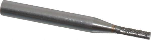 SGS Pro - 1/8" Cut Diam, 1/4" Shank Diam, Cylinder Head Double Cut Burr - Carbide, Flat End, 1/2" LOC - USA Tool & Supply