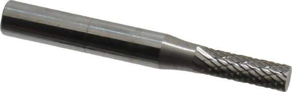 SGS Pro - 3/16" Cut Diam, 1/4" Shank Diam, Cylinder Head Double Cut Burr - Carbide, Flat End, 5/8" LOC, 2" OAL - USA Tool & Supply