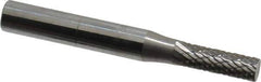 SGS Pro - 3/16" Cut Diam, 1/4" Shank Diam, Cylinder Head Double Cut Burr - Carbide, Flat End, 5/8" LOC, 2" OAL - USA Tool & Supply