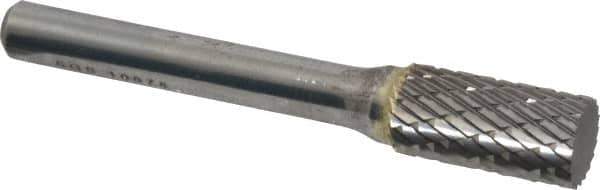 SGS Pro - 3/8" Cut Diam, 1/4" Shank Diam, Cylinder Head Double Cut Burr - Carbide, Flat End, 3/4" LOC, 2-1/2" OAL - USA Tool & Supply