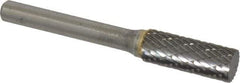 SGS Pro - 3/8" Cut Diam, 1/4" Shank Diam, Cylinder Head Double Cut Burr - Carbide, Flat End, 1" LOC, 2" OAL - USA Tool & Supply
